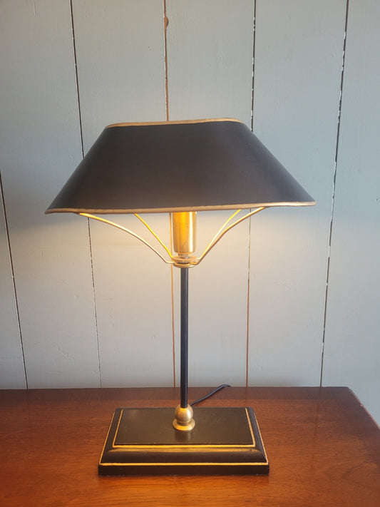 Contemporary Black & Gold Bankers Lamp