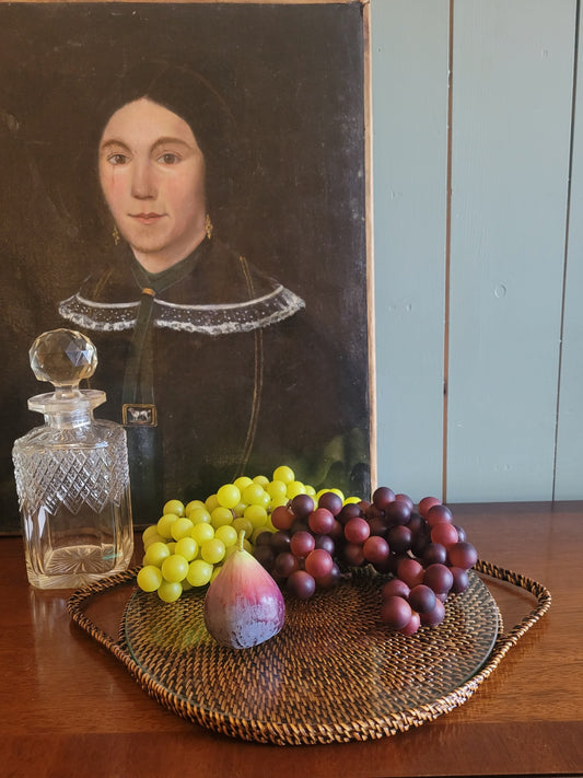 Contemporary Glass and Wicker Charcuterie Tray