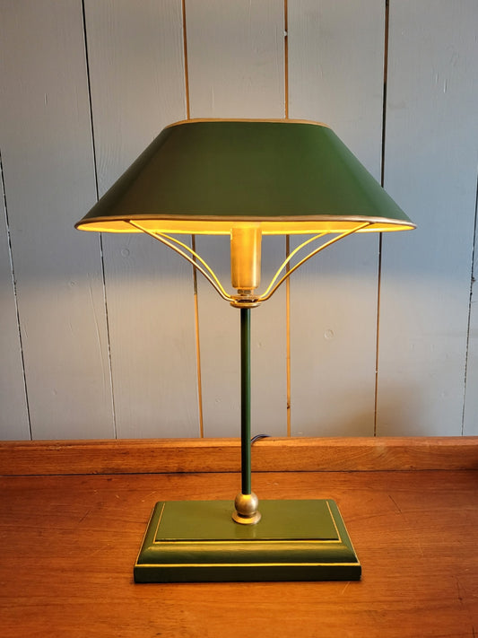 Contemporary Green & Gold Bankers Lamp