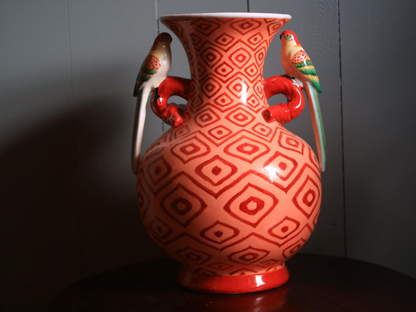Contemporary Parakeet Patterned Vase