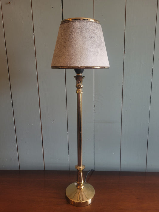 Contemporary Pony Skin Table Lamp on Gold Base