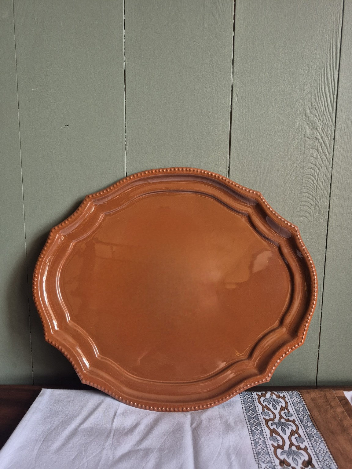 Copper Oval Enamel Serving Tray