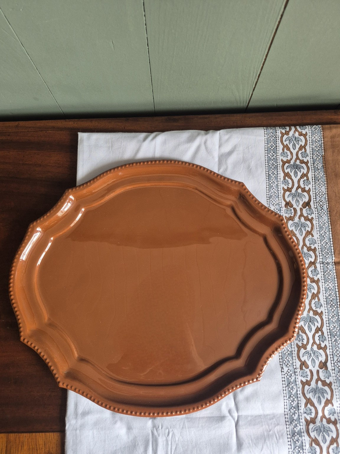 Copper Oval Enamel Serving Tray