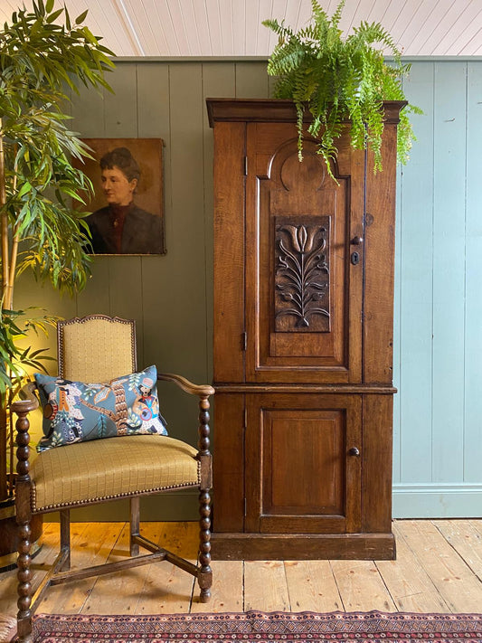 Country Oak Cupboard on Cupboard c.1880