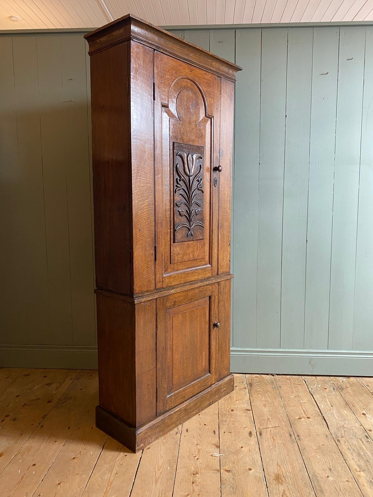 Country Oak Cupboard on Cupboard c.1880