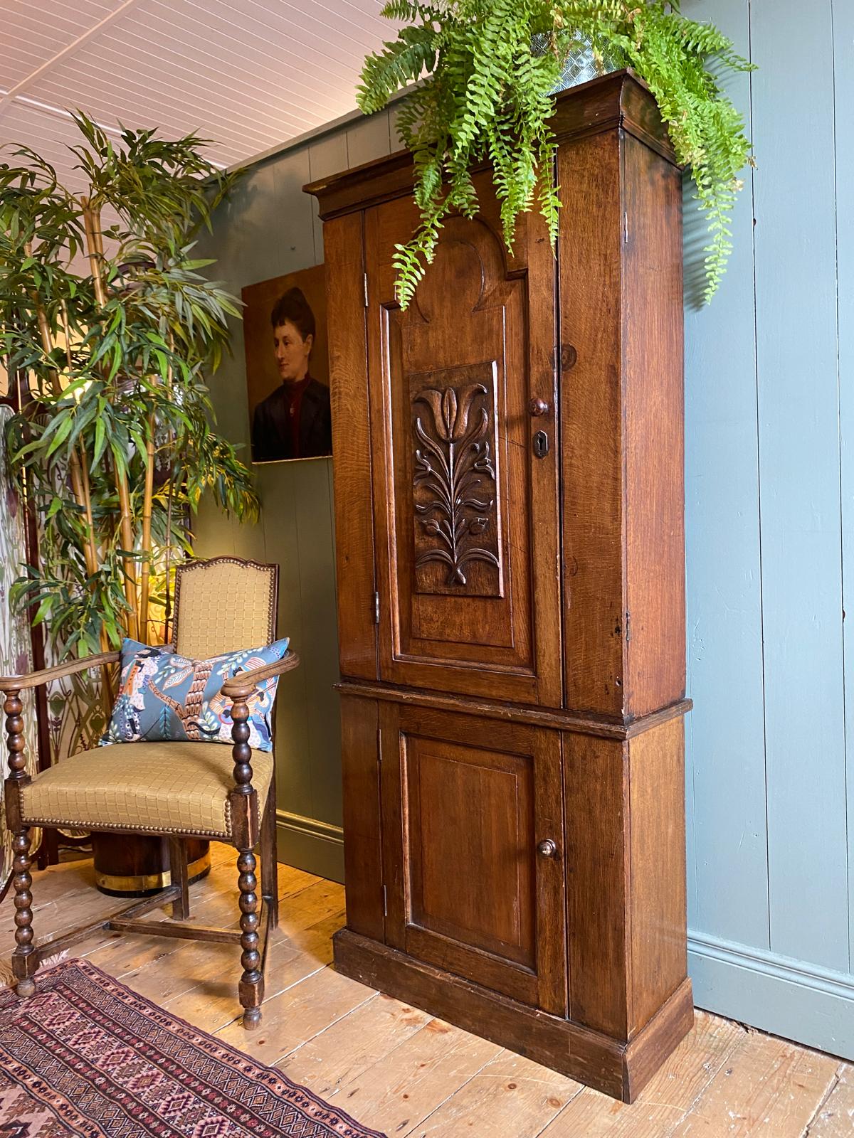 Country Oak Cupboard on Cupboard c.1880