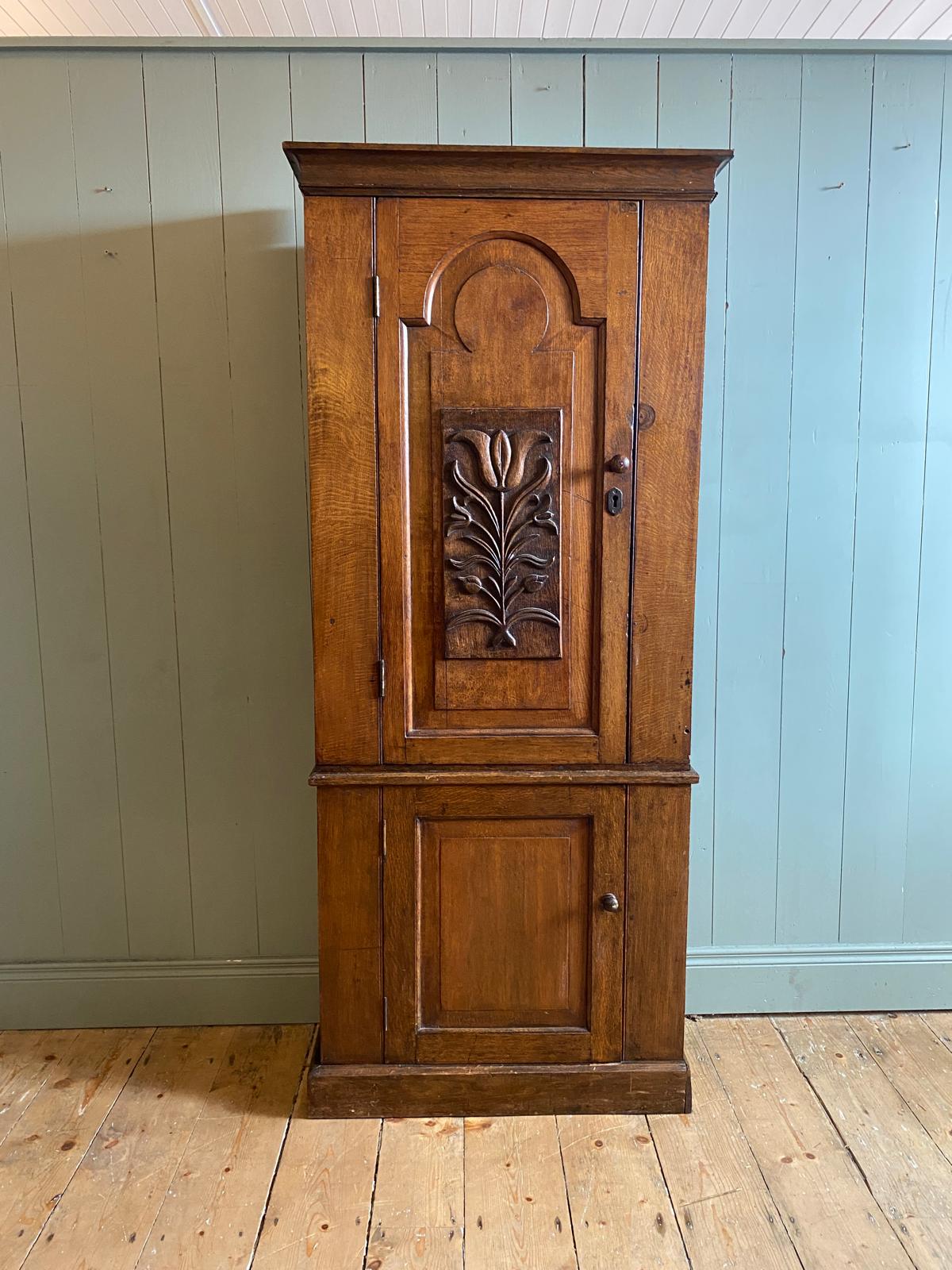 Country Oak Cupboard on Cupboard c.1880