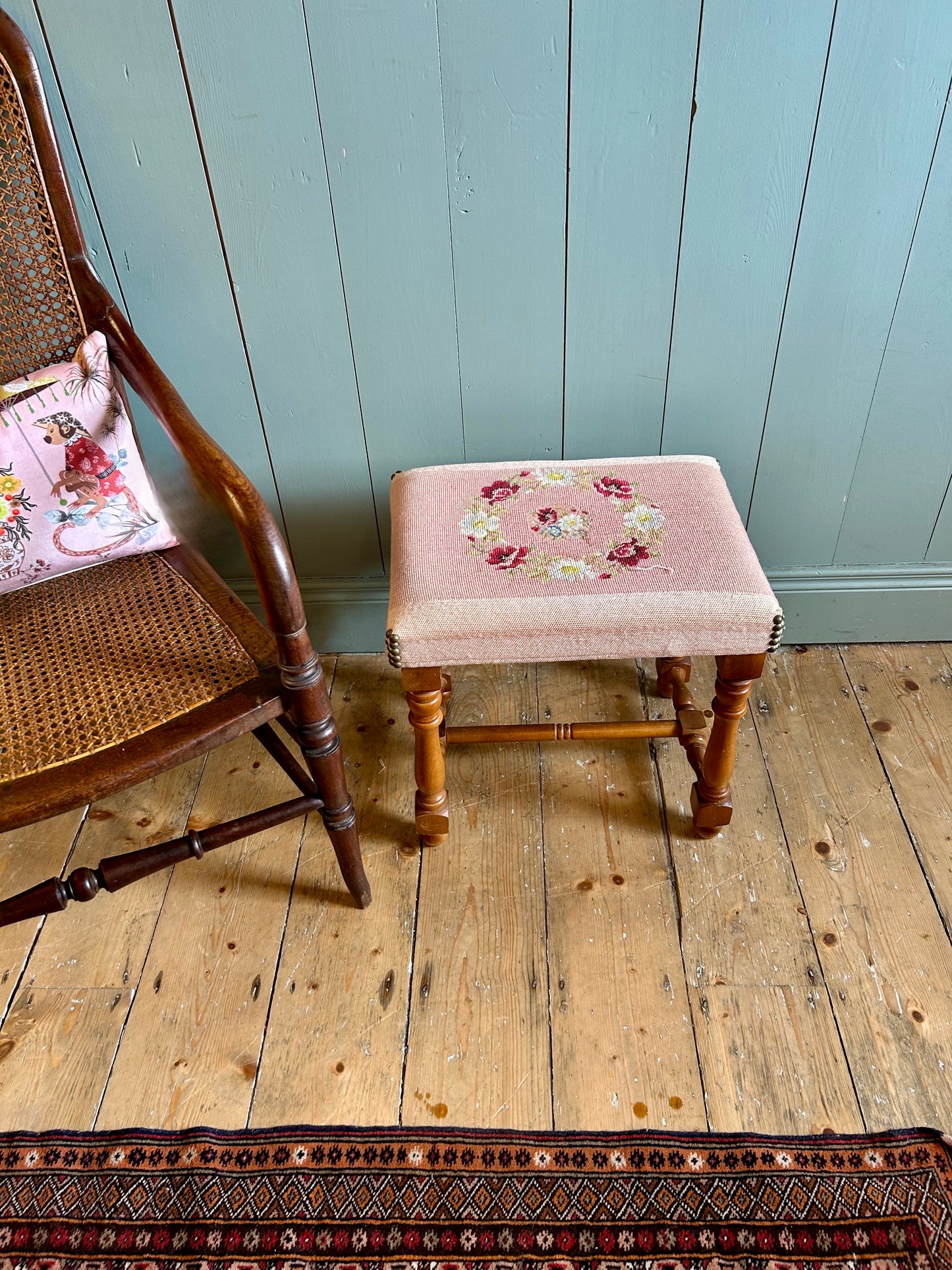 Victorian Needlepoint Footstool