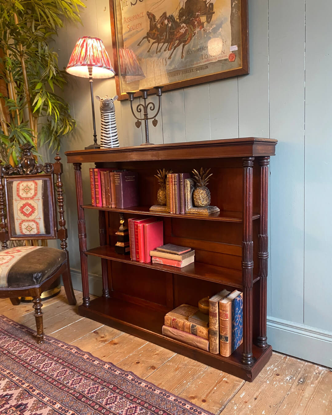 Early 1900s Mahogany Open Bookcase