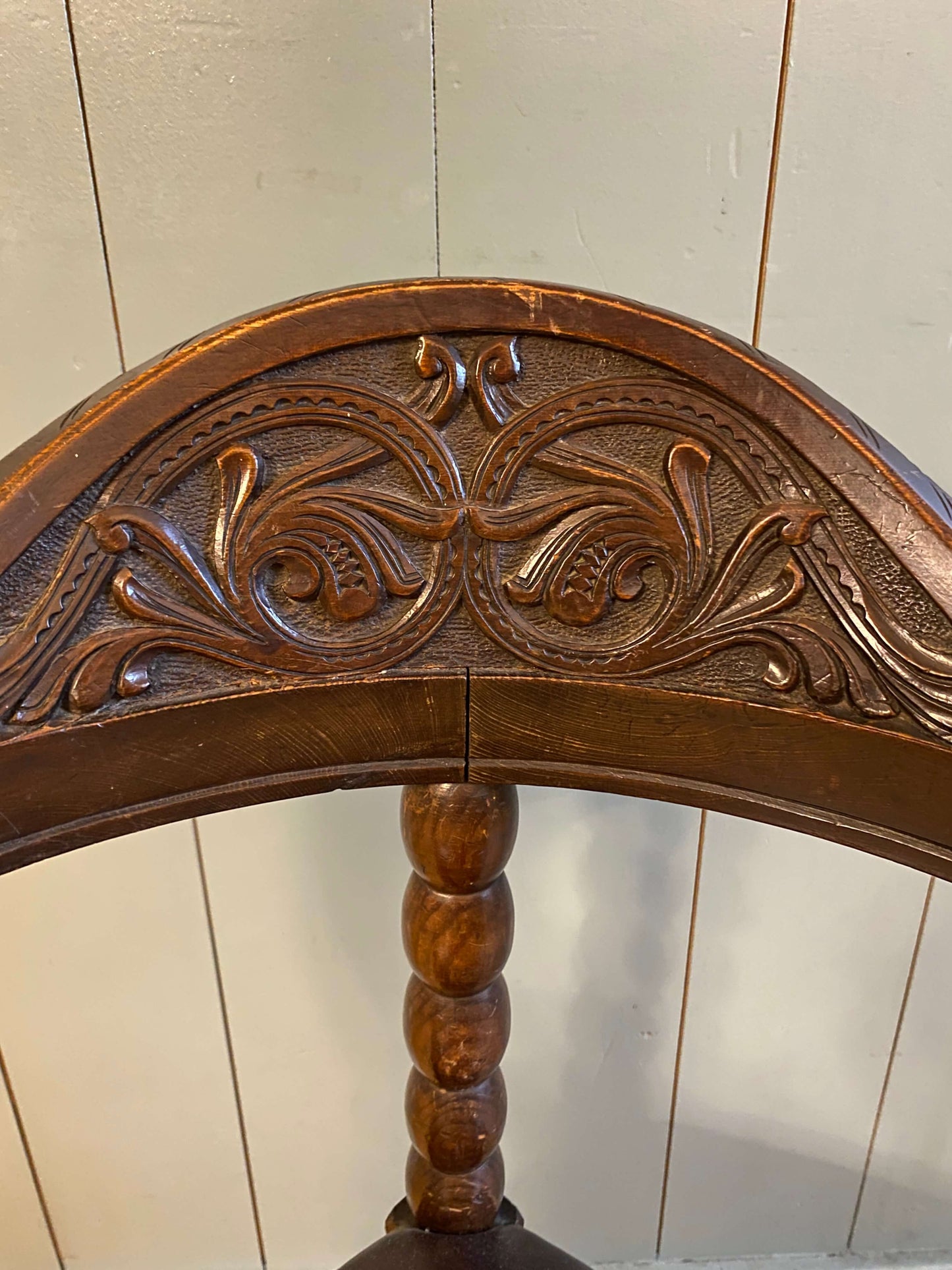 Early 1900s Norwegian Carved Oak Corner Chair