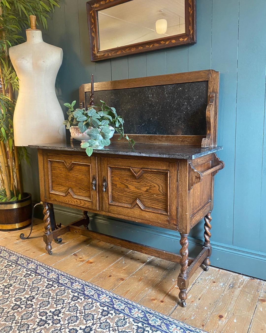 Early 1900s Oak Barley twist Washstand