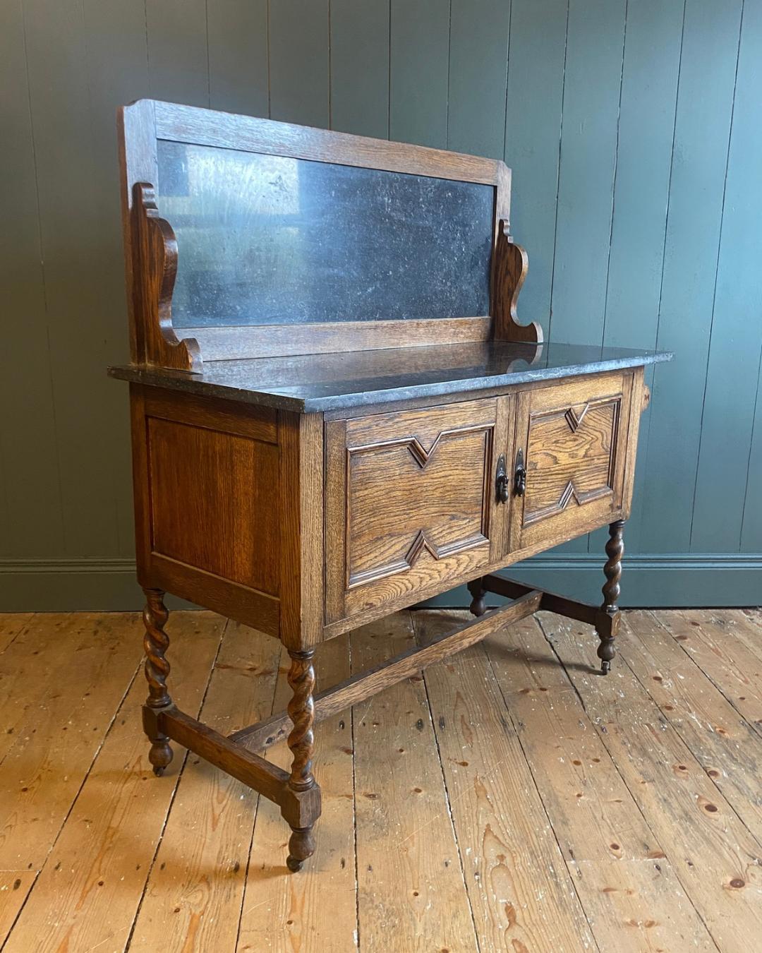Early 1900s Oak Barley twist Washstand