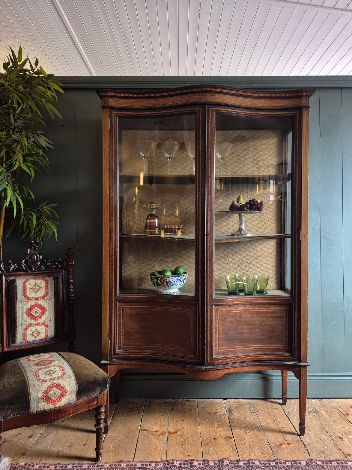 Early 1900's Serpentine Glazed Cabinet