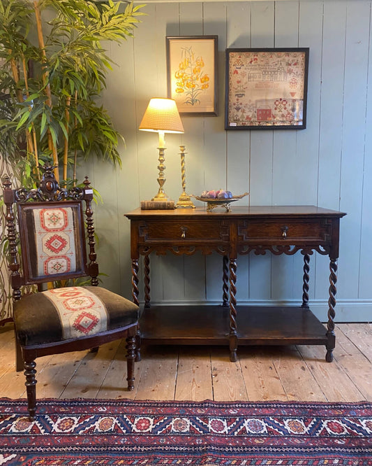 Early 20th Century Oak Barley Twist Console