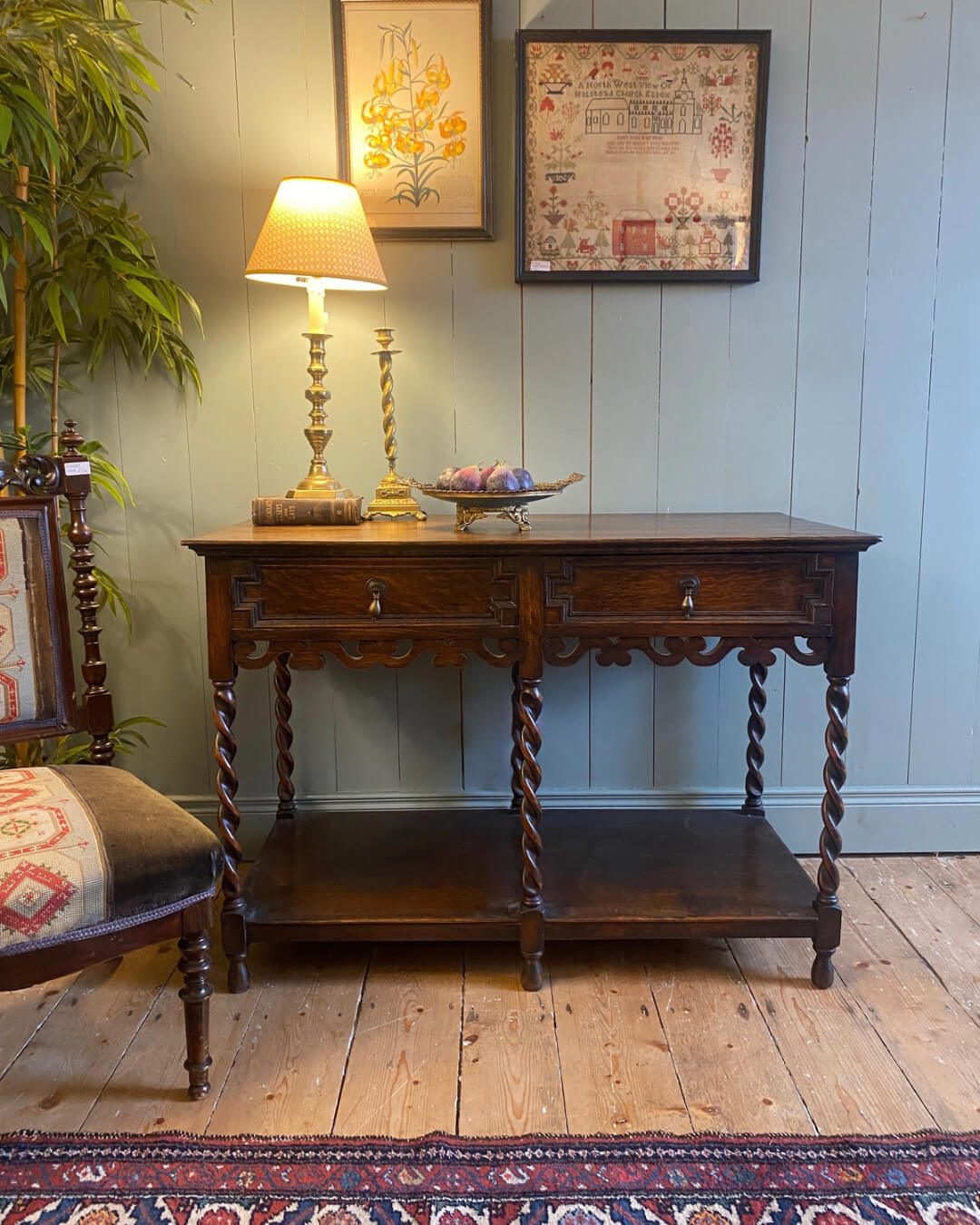 Early 20th Century Oak Barley Twist Console