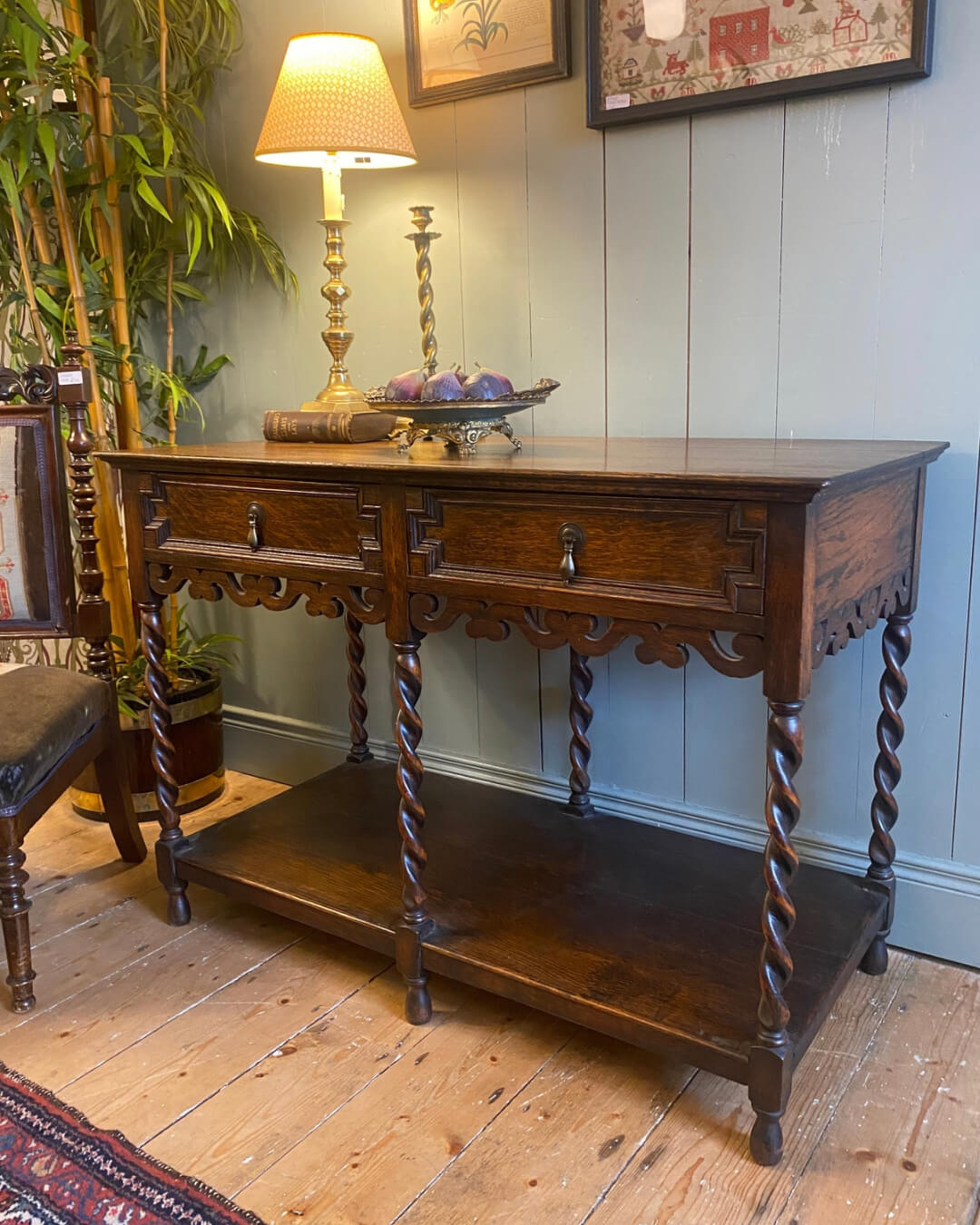 Early 20th Century Oak Barley Twist Console
