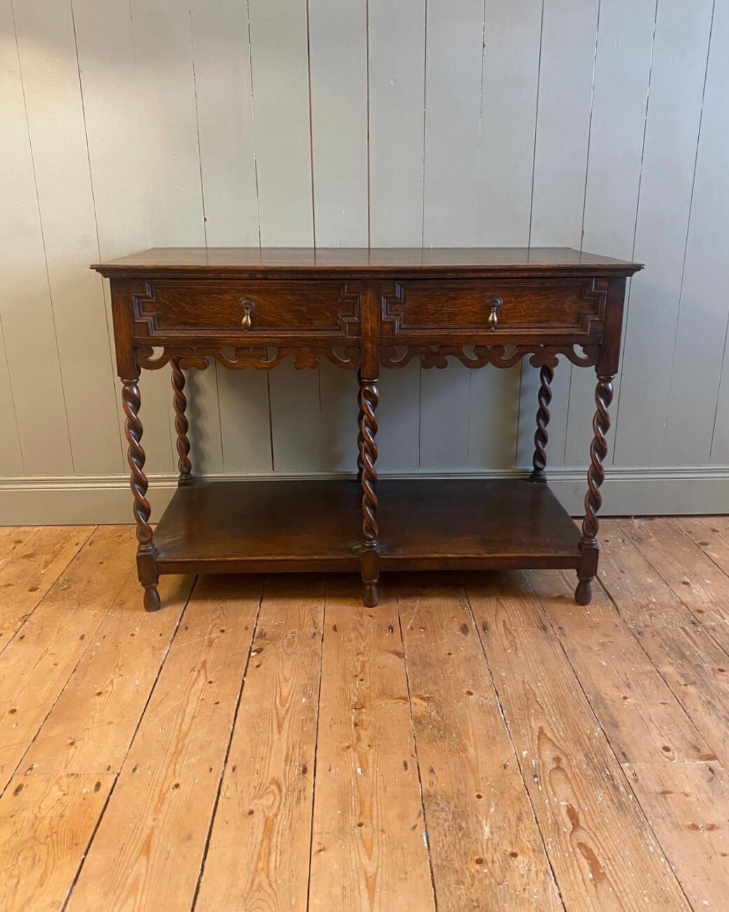 Early 20th Century Oak Barley Twist Console