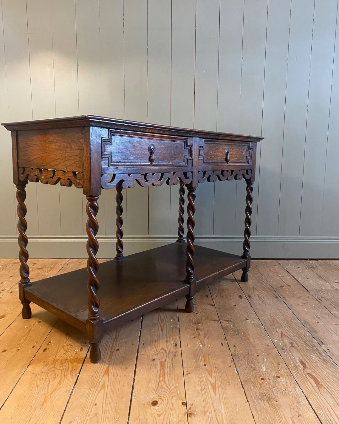 Early 20th Century Oak Barley Twist Console