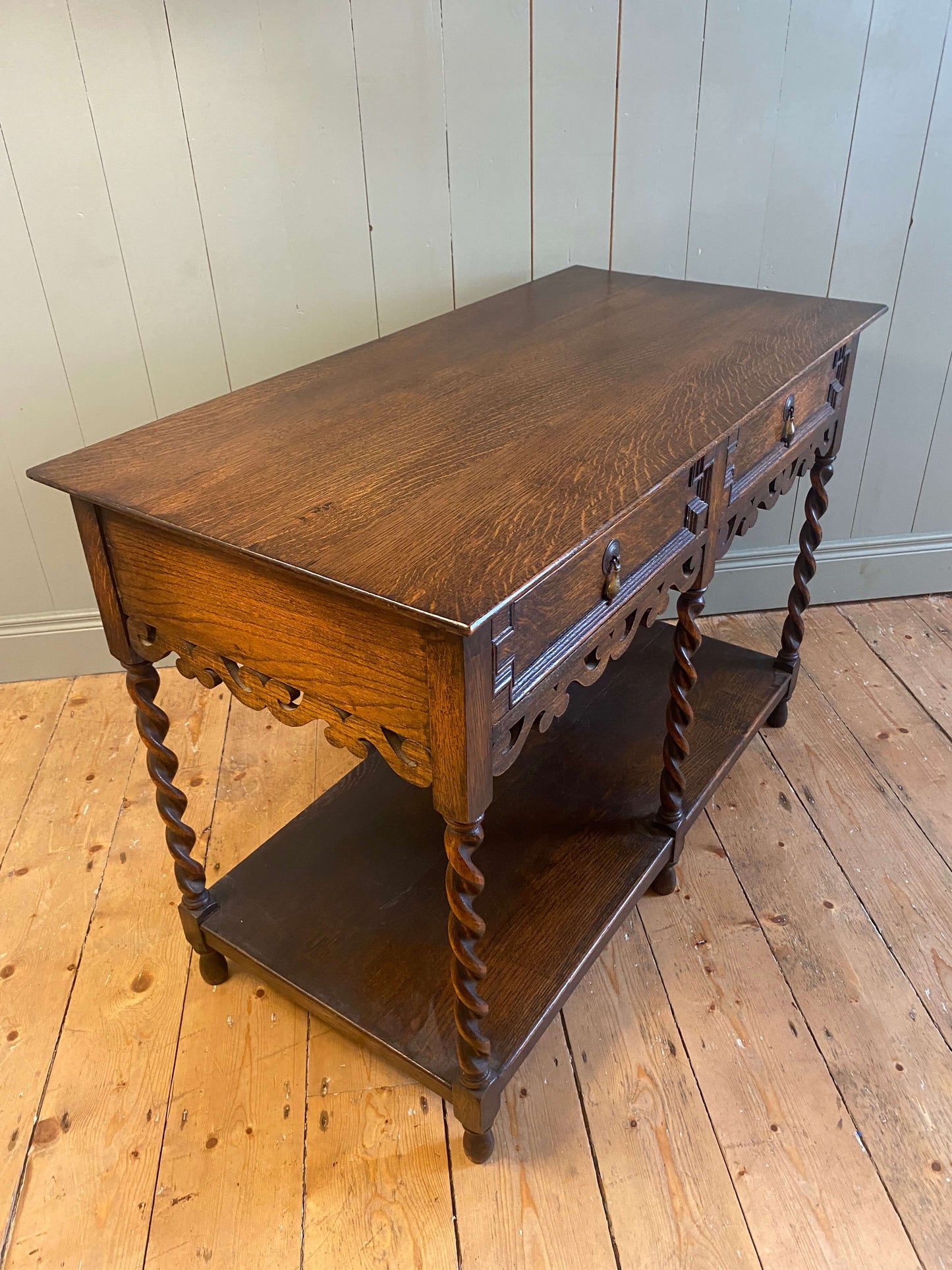 Early 20th Century Oak Barley Twist Console