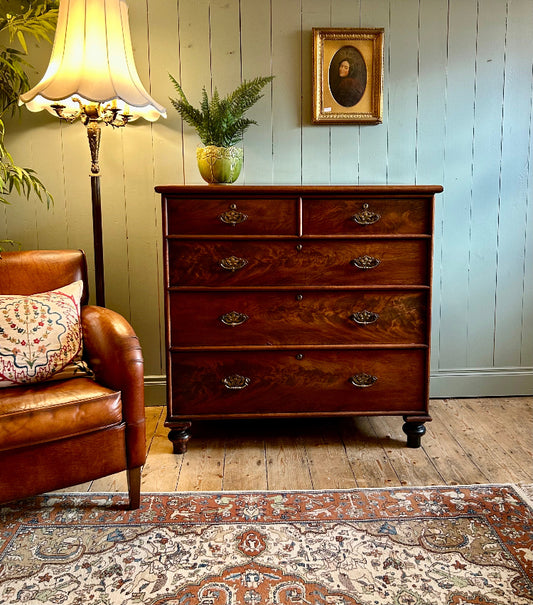 Victorian Flame Mahogany Chest of Drawers c.1860