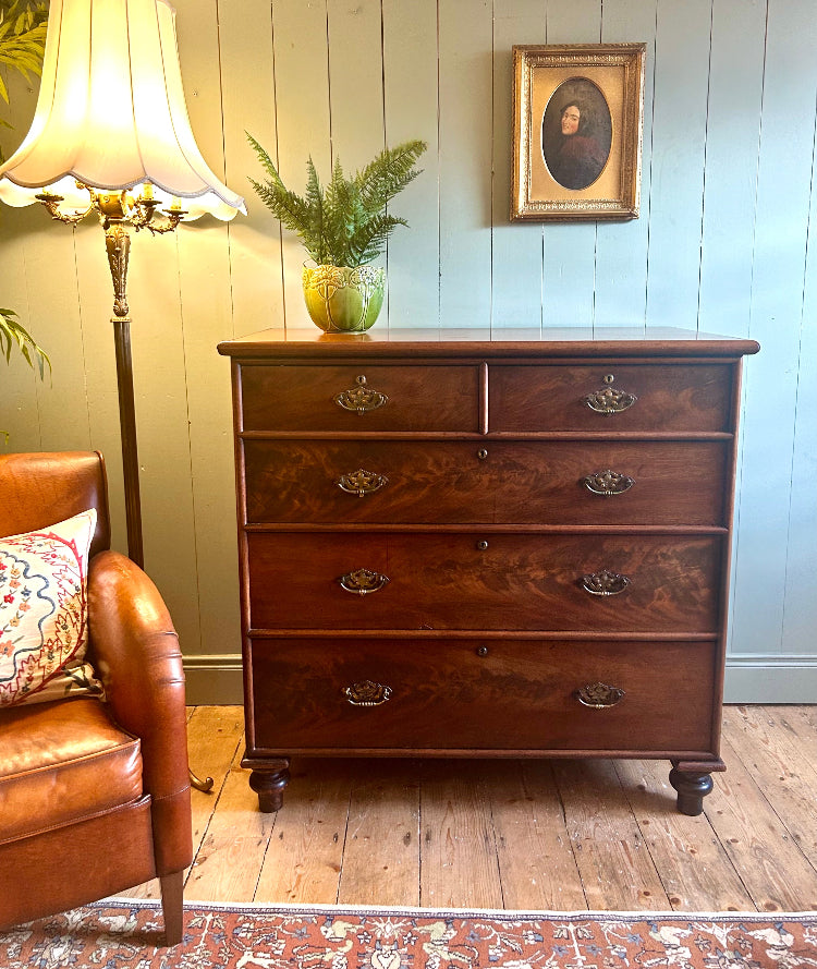 Victorian Flame Mahogany Chest of Drawers c.1860
