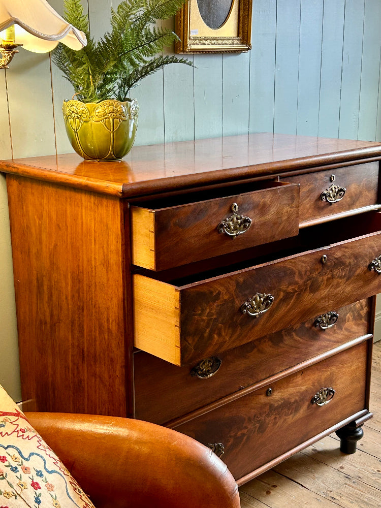 Victorian Flame Mahogany Chest of Drawers c.1860