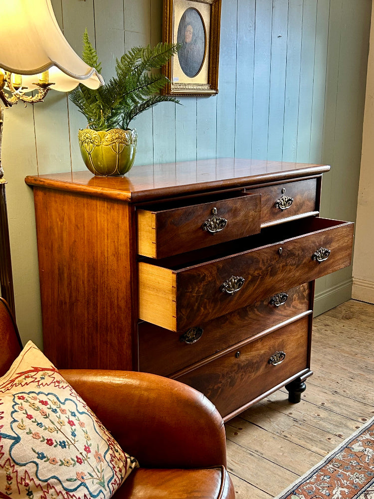 Victorian Flame Mahogany Chest of Drawers c.1860