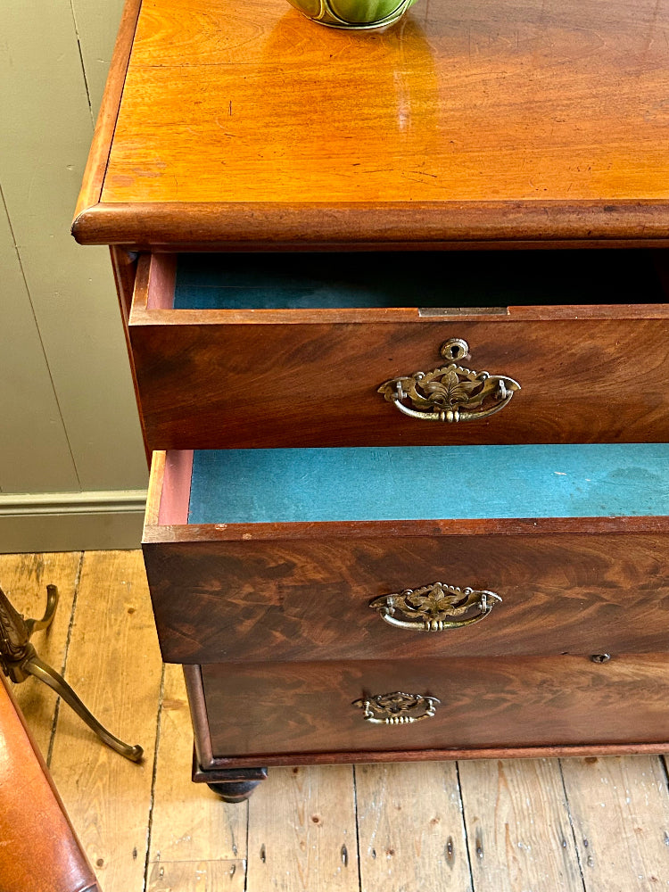 Victorian Flame Mahogany Chest of Drawers c.1860
