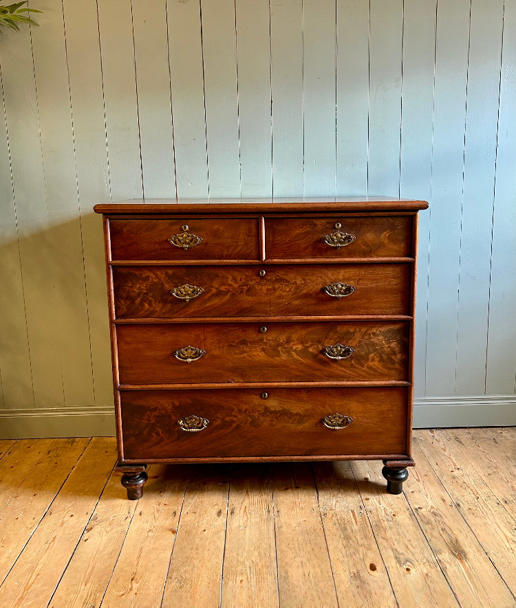 Victorian Flame Mahogany Chest of Drawers c.1860