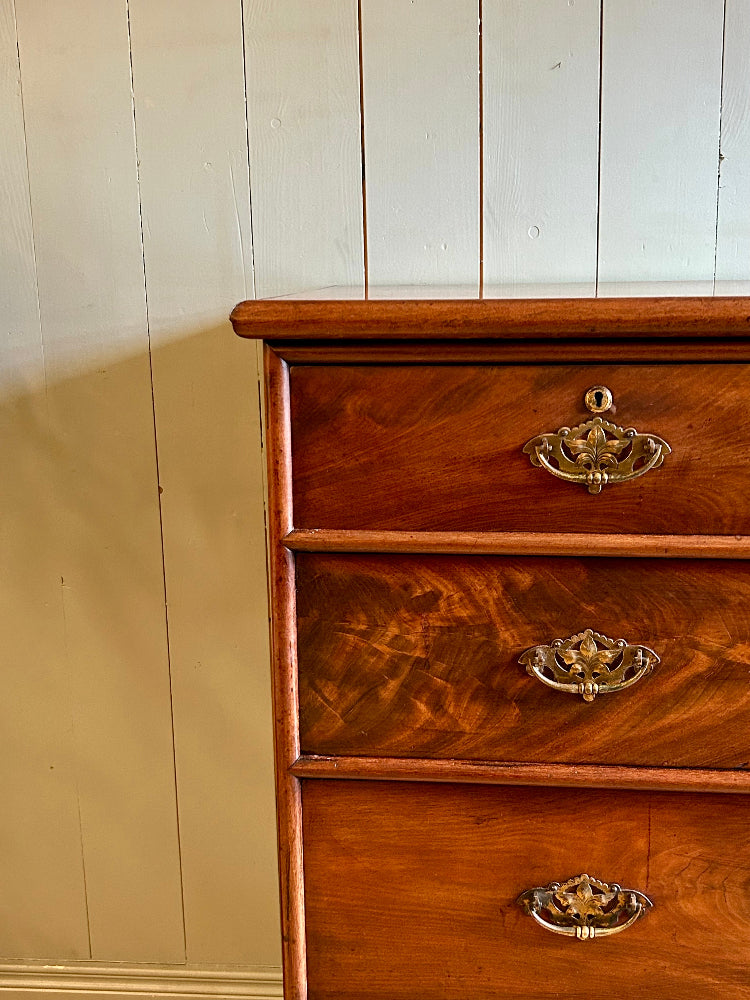 Victorian Flame Mahogany Chest of Drawers c.1860