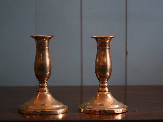 Edwardian Brass Plated Candle Sticks