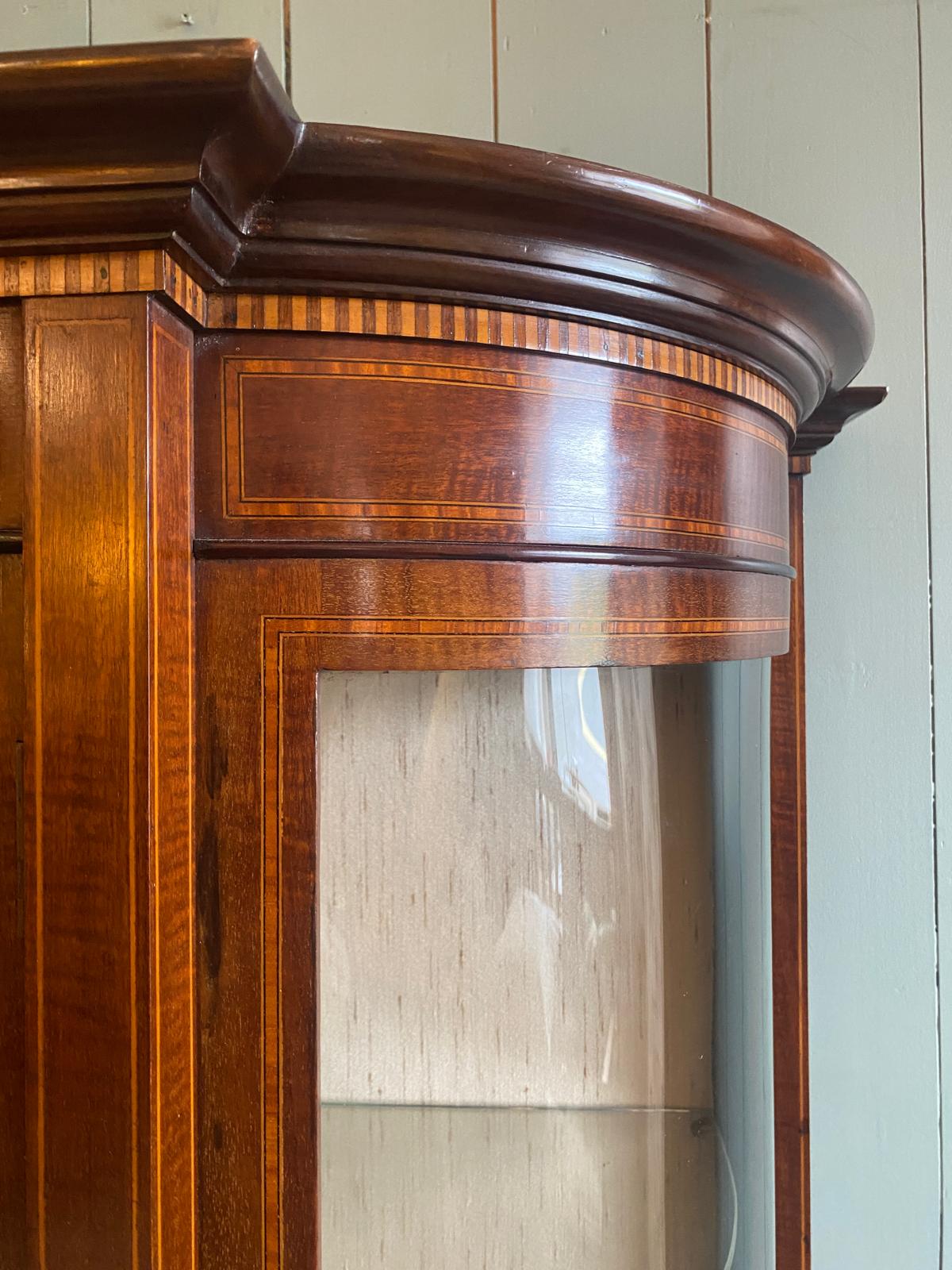 Edwardian Inlaid Display Cabinet with Bowed Glass Sides c.1905