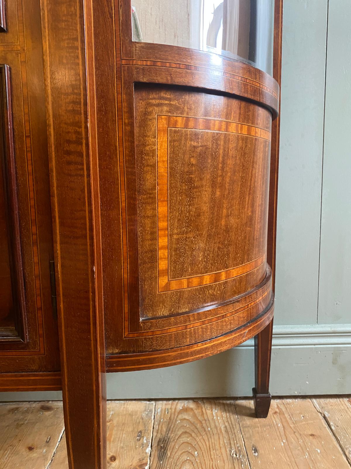 Edwardian Inlaid Display Cabinet with Bowed Glass Sides c.1905