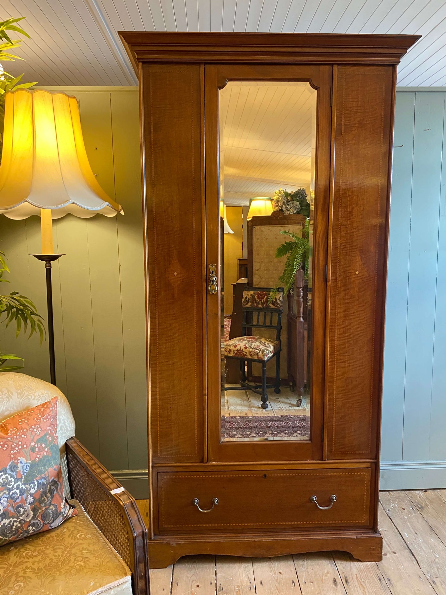 Edwardian Inlaid Mahogany Single Wardrobe