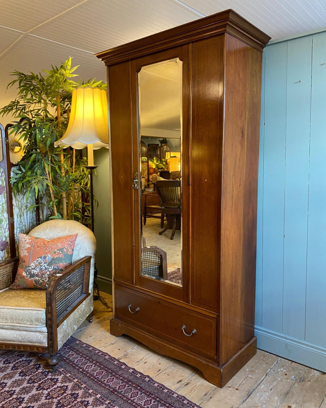 Edwardian Inlaid Mahogany Single Wardrobe