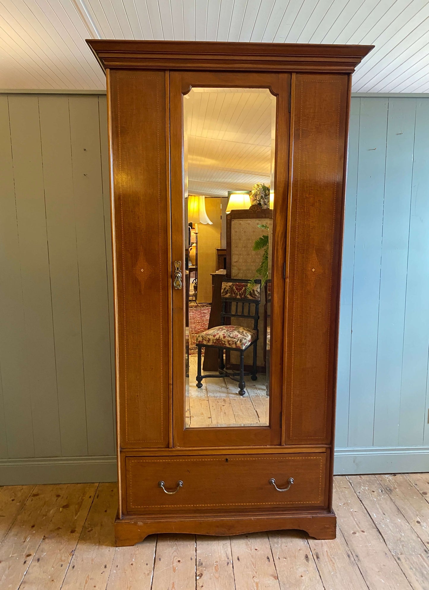 Edwardian Inlaid Mahogany Single Wardrobe