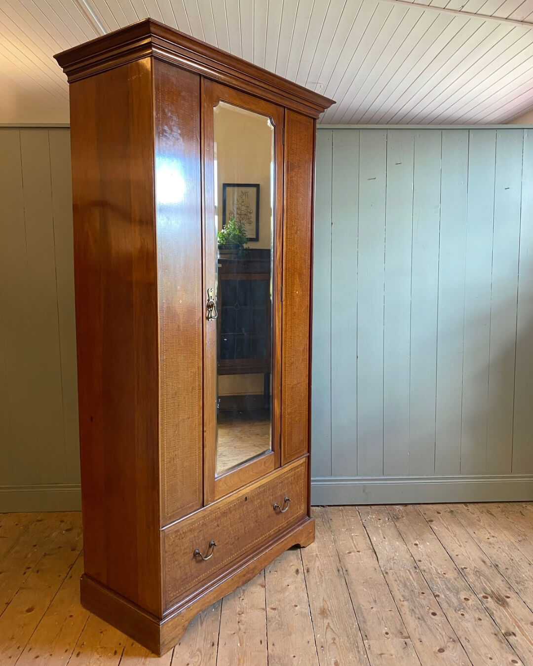 Edwardian Inlaid Mahogany Single Wardrobe