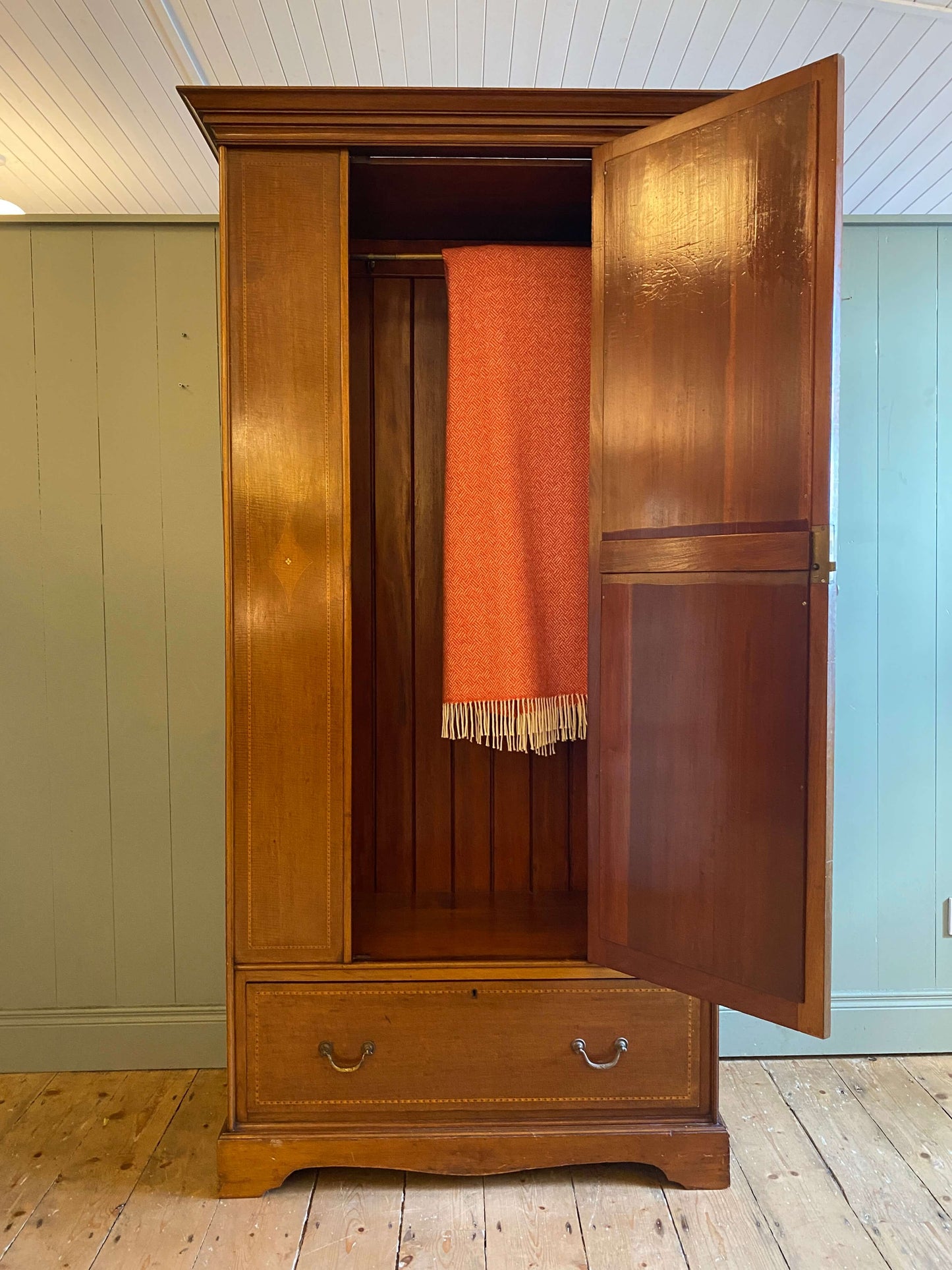 Edwardian Inlaid Mahogany Single Wardrobe