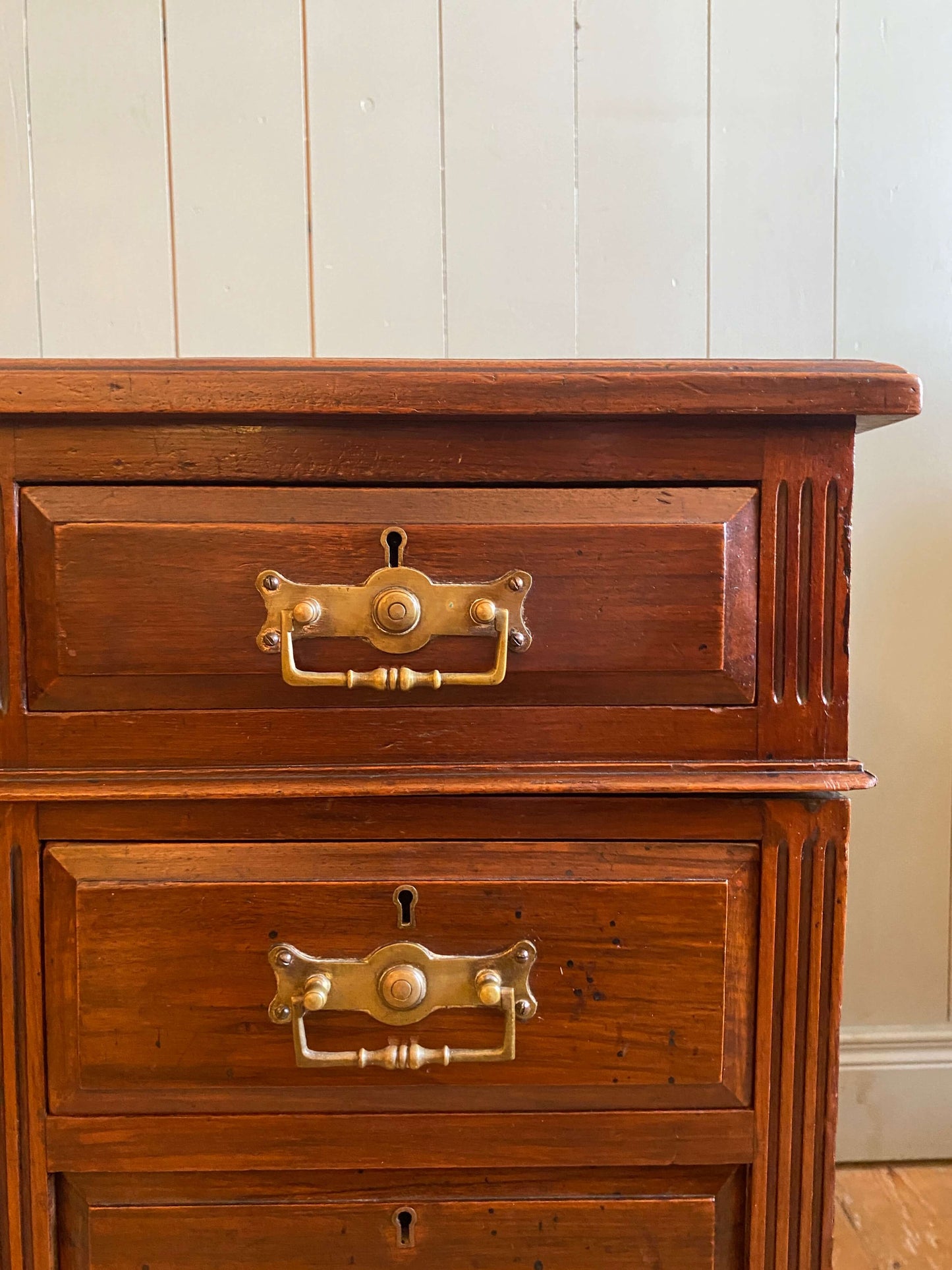 Edwardian Leather Top Pedestal Desk