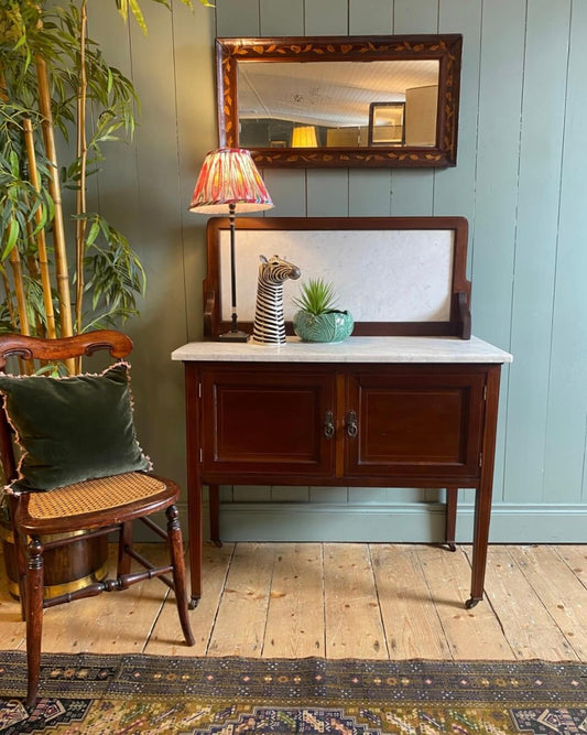 Edwardian Mahogany Marble Top Washstand
