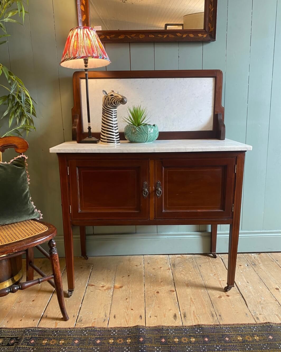 Edwardian Mahogany Marble Top Washstand