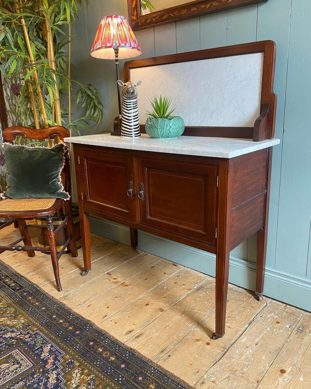 Edwardian Mahogany Marble Top Washstand