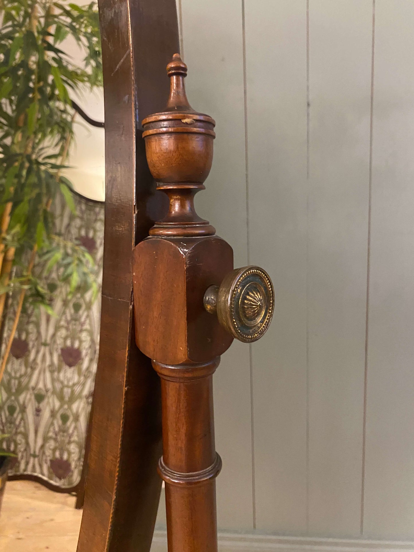 Edwardian Mahogany Oval Cheval Mirror