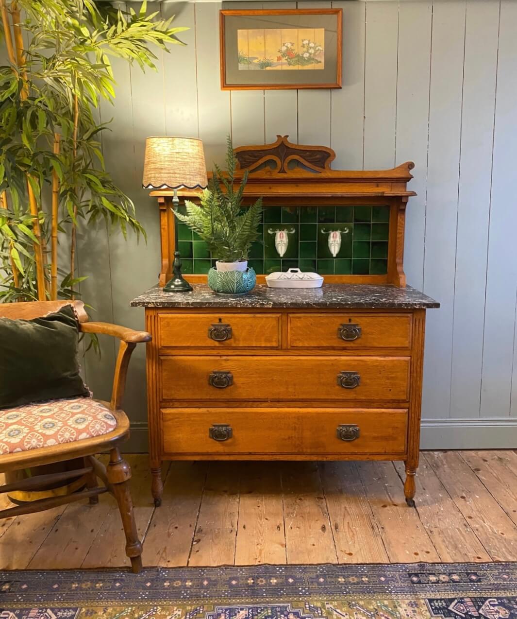 Edwardian Marble Top Washstand