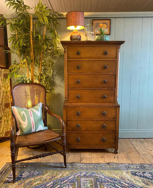 Edwardian Oak Chest On Chest