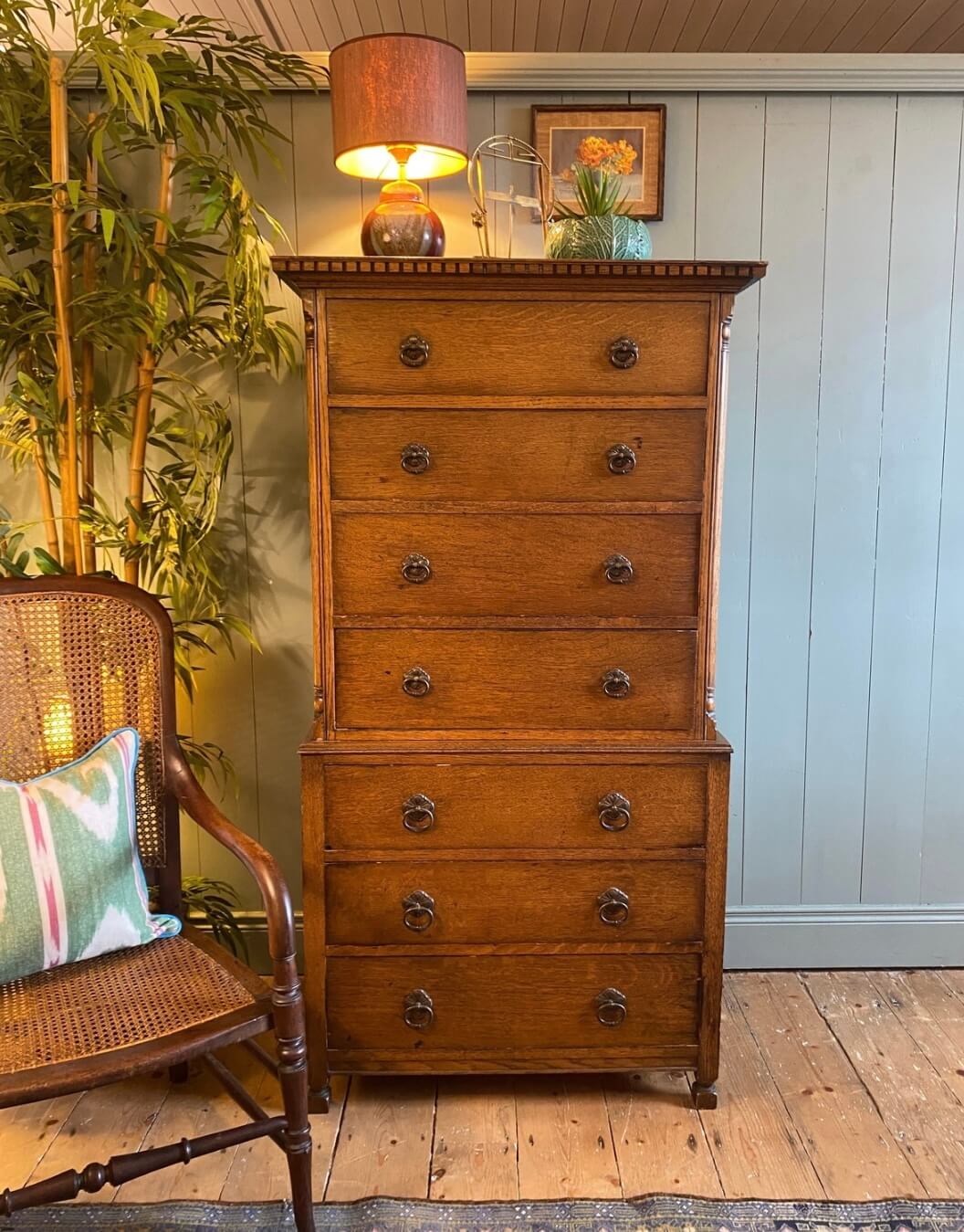 Edwardian Oak Chest On Chest