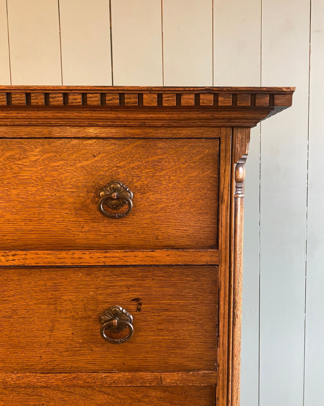 Edwardian Oak Chest On Chest