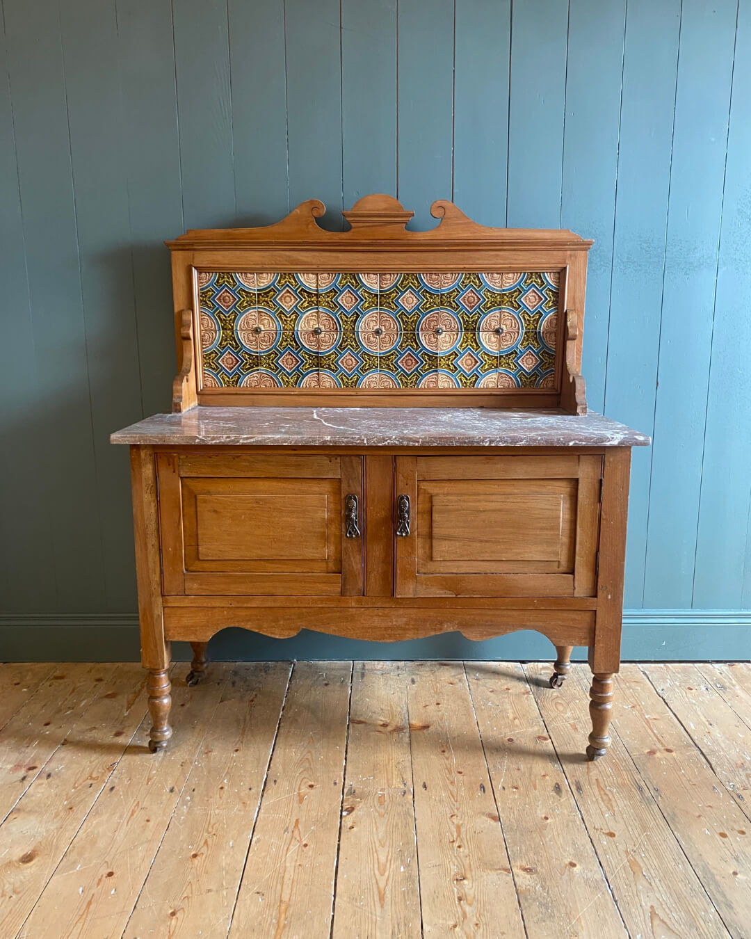 Edwardian Pine Marble Top Washstand