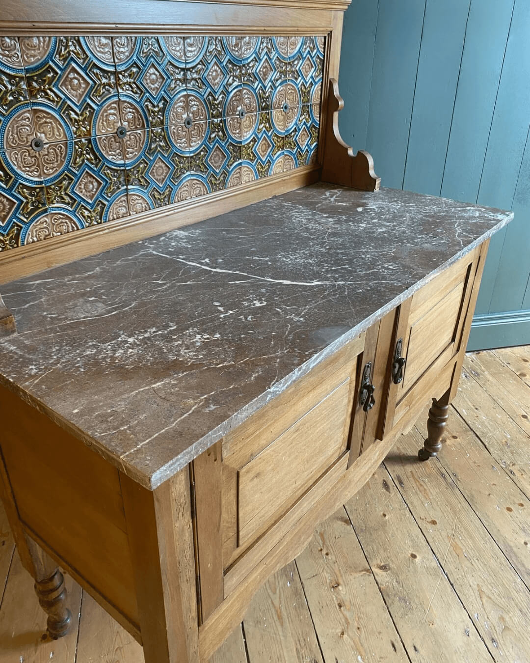 Edwardian Pine Marble Top Washstand