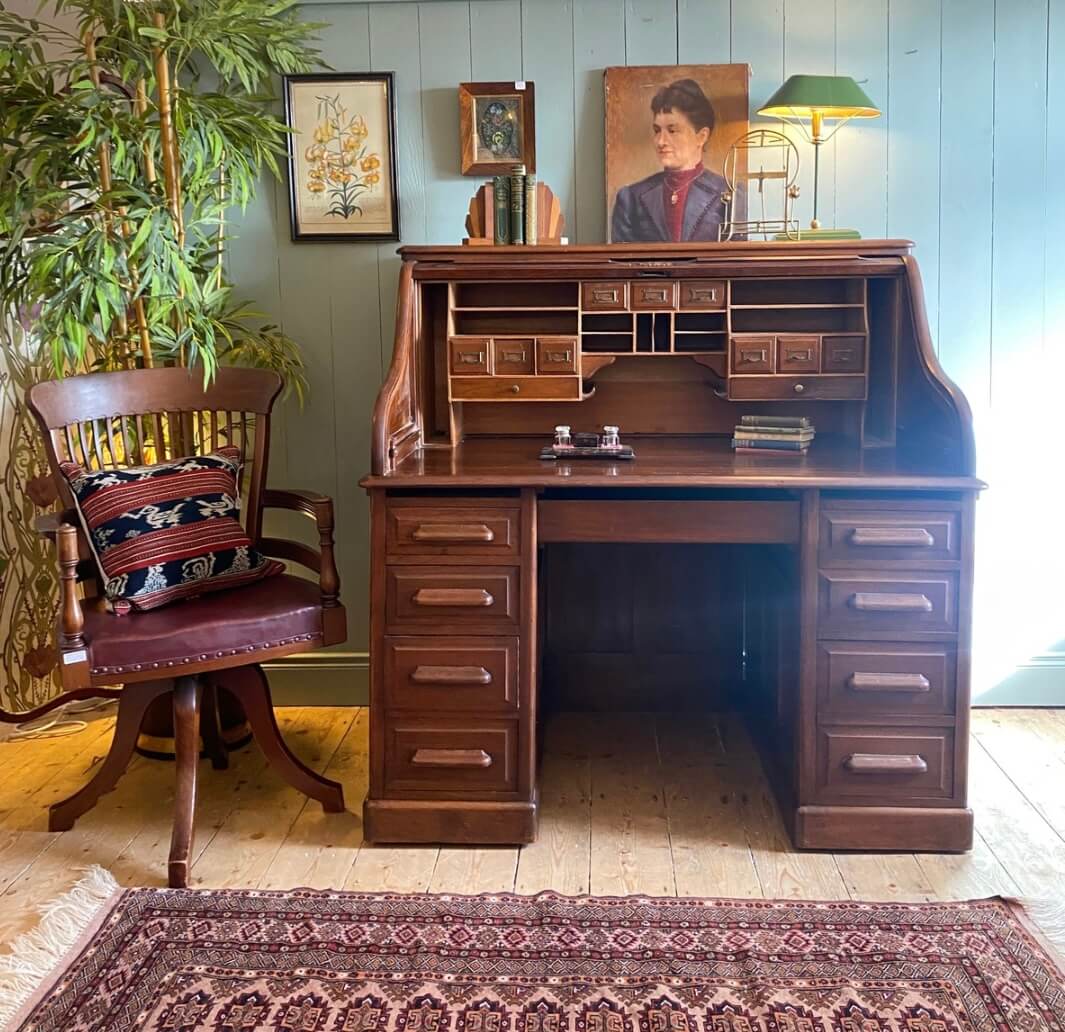Edwardian Roll Top Writing Desk